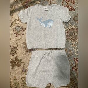 3 piece Nordstrom Light Gray Knit Sweater and light mint romper